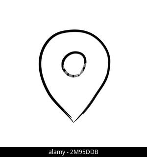 Doodle flat icon sketch of gps location for map. Direction location illustration for map. Stock Vector