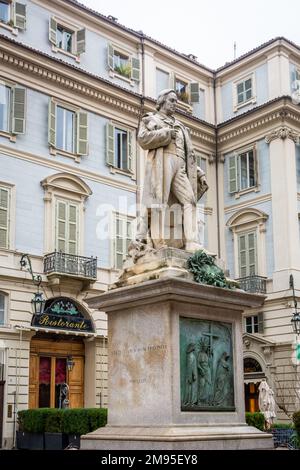 monument to the politician and philosopher Vincenzo Gioberti (1801-1852) - Carignano square, historical centre of Turin, Piedmont, Italy Stock Photo