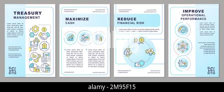 Treasury management light blue brochure template Stock Vector