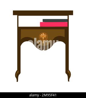 Bedside table with books in art nouveau style. Vector isolated illustration Stock Vector