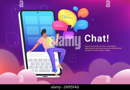 Community announcement or group chat mobile app Stock Vector