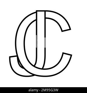 Logo sign cj jc icon, double letters logotype c j Stock Vector