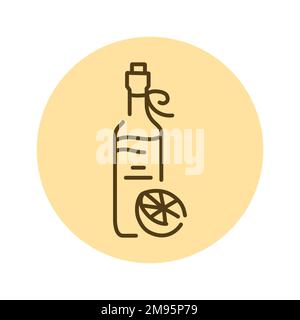Kombucha homemade tea in bottle color line icon. Japanese fermented product. Stock Vector
