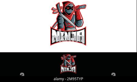 ninja mascot logo for team esport gaming badge emblem and t-shirt design Stock Vector