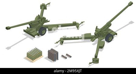 The FH70 is a towed howitzer. Military towed self-propelled howitzer. Stock Vector
