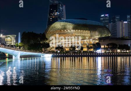 Evening light show at Marina Bay Singapore Stock Photo