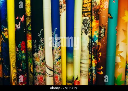 MUI NE, VIETNAM - MARCH 3, 2017: Silk scarves in the shop in Mui Ne, Vietnam Stock Photo