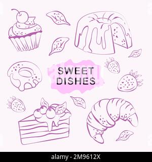 sweet food vector illustration cake strawberry pie Stock Vector
