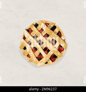 Homemade mixed berry pie design element vector Stock Vector