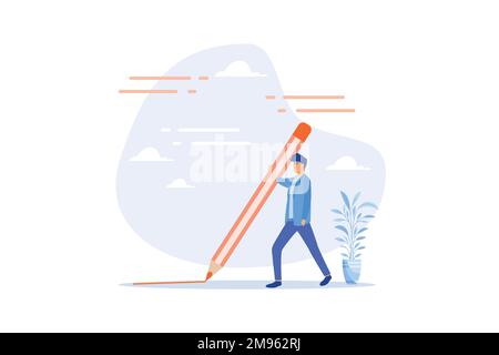 Set boundary, privacy or business territory, start business planning, know limitation or blocker or barrier concept, flat vector modern illustration Stock Vector