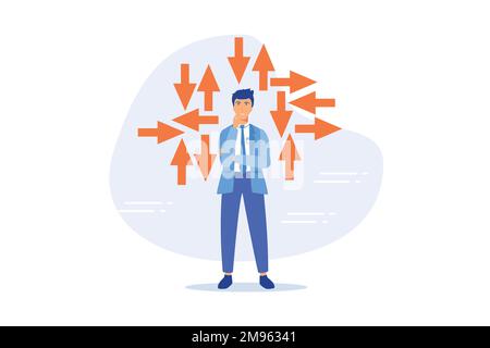 Decision making, decide the right way or choosing options, best alternative or solution to success, business direction or thinking concept, flat vecto Stock Vector