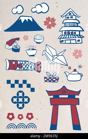 Japanese culture element set vector Stock Vector
