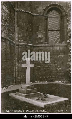 Edith Cavell's grave at Norwich Cathedral. Stock Photo