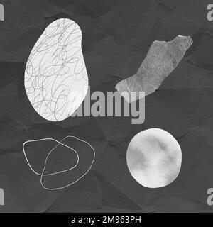 Scribble strokes and gray stone textures design element collection vector Stock Vector