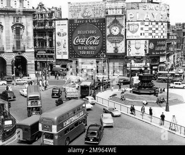 A view of what would now be considered a quiet Piccadilly Circus. Stock Photo