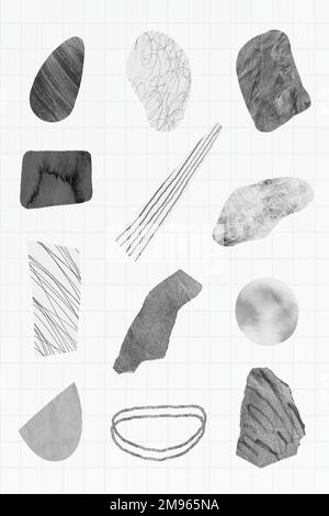 Scribble strokes and gray stone textures design element collection vector Stock Vector