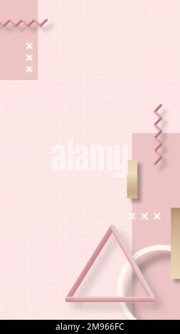Pink geometric Memphis background vector Stock Vector