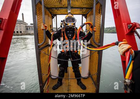 Commercial Diver Training, Plymouth Devon. Stock Photo