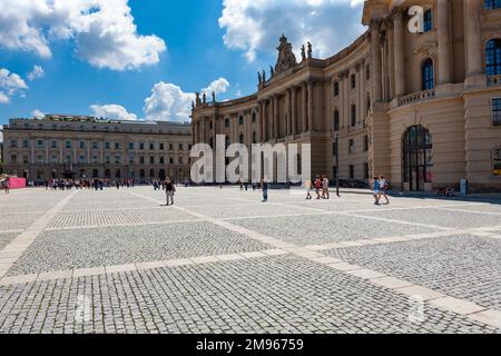 Berlin, Germany - July 6, 2011 : Bebelplatz, large public square at Humboldt University Faculty of Law.  Site of Nazi book burning in 1933. Stock Photo