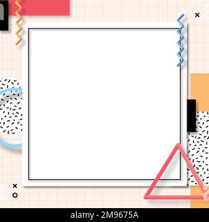 Geometric colorful Memphis frame social banner vector Stock Vector
