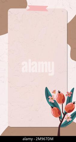 Hypercicum berries frame with washi tape vector Stock Vector