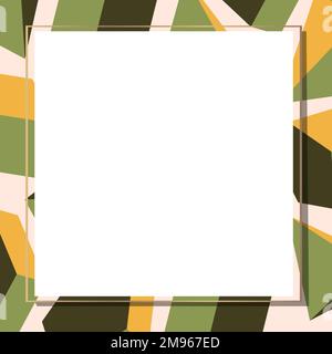 Retro green geometrical patterned frame vector Stock Vector