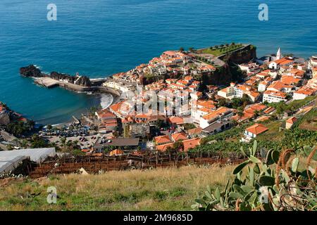 General view of Camara de Lobos on the south coast of Madeira, not far from Funchal. Stock Photo