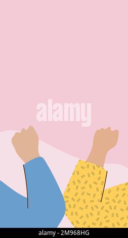 People doing the elbow bump to avoid coronavirus mobile wallpaper vector Stock Vector