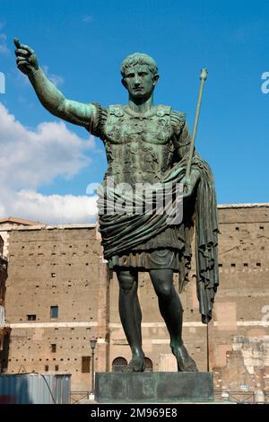 Statue of the Roman Emperor Augustus (Julius Caesar Augustus, 63 BC - 14 AD), in Rome, Italy. Stock Photo