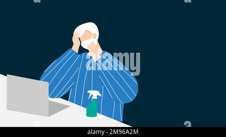 Man depressed from economic impact of the coronavirus pandemic vector Stock Vector