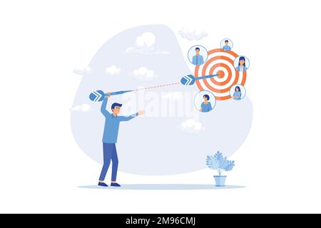 Target audience for advertising, HR finding candidate for job vacancy, finding customer or client, people focus group research concept, flat vector mo Stock Vector