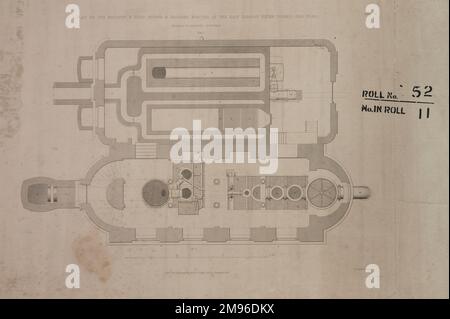 Plan of the Cornish engine and boilers erected at the East London Water Works, Old Ford Stock Photo