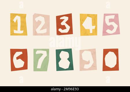 Number vector doodle typography font set Stock Vector