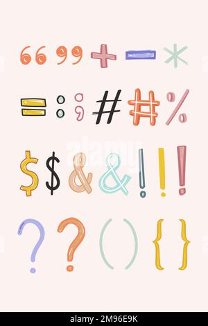 Punctuation marks hand drawn doodle style set vector Stock Vector