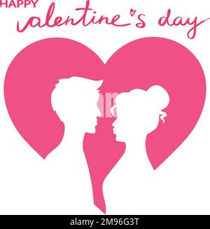 Happy Valentine's day, couple silhouette image Stock Vector Image & Art ...