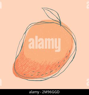 Fruit doodle mango logo vector hand drawn Stock Vector