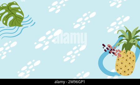 Pineapple frame on a sky blue background design vector Stock Vector
