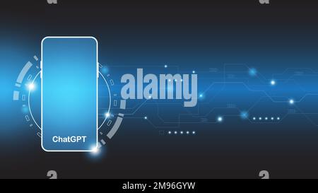 chatGPT Ai artificial intelligence technology hitech concept. chat GPT with smart bot, open Ai, line, lights, technology Abstract, vector. design Stock Vector