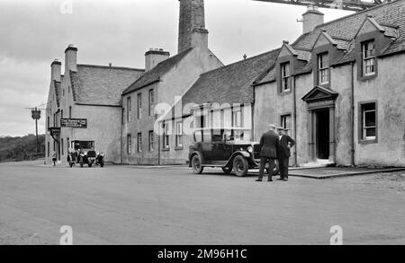 Scene outside The Hawes Inn and Hotel, South Queensferry, Edinburgh, Scotland. Stock Photo