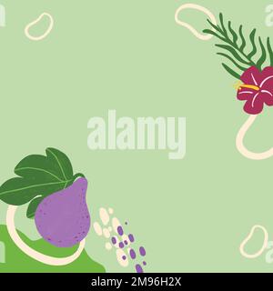 Pear fruit frame on a green background design vector Stock Vector