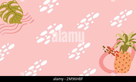 Pineapple frame on a pink background design vector Stock Vector