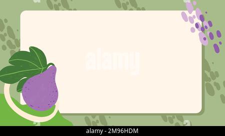Pear fruit rectangle frame on a green background design vector Stock Vector