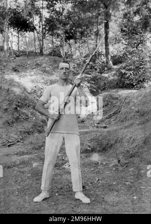 Soldier with a bayoneted rifle, India. Stock Photo