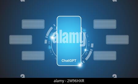 chatGPT Ai artificial intelligence technology hitech concept. chat GPT with smart bot, open Ai, line, lights, technology Abstract, vector. design Stock Vector