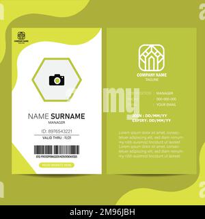 ID card design template. Corporate Business identity card for employees Stock Vector