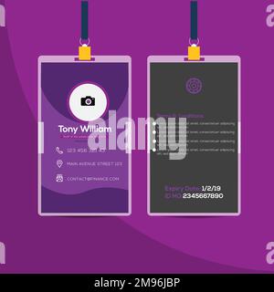 Office ID card design template. Corporate Business identity card for employees Stock Vector