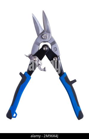 Hand tool. Metal shears with rubberized handles isolated on white background Stock Photo