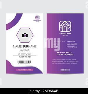 Office ID card design template. Corporate Business identity card for employees Stock Vector
