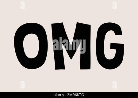 Black OMG doodle typography on beige background vector Stock Vector ...