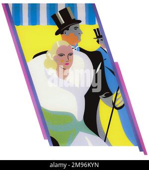 Print User's Yearbook -- an elegant couple in evening dress, out on the town. Stock Photo